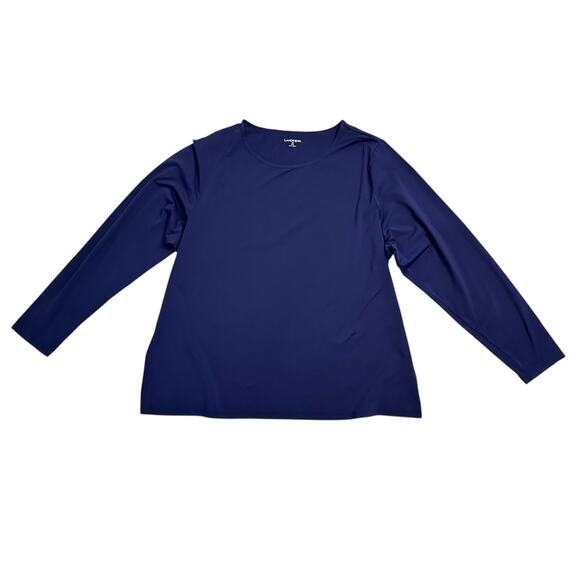 2X LONG Lands’ End SunShade UPF 50 Long Sleeve Relaxed Rash Guard Navy Swim - Picture 5 of 6
